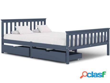 Cama VIDAXL 3060705 (Gris - Madera - 208x108x82 cm)