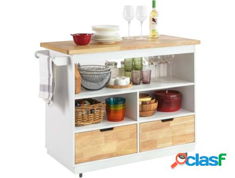 Carrito SOBUY (Marrón, Blanco - 110x55x91 cm,55x110 cm)