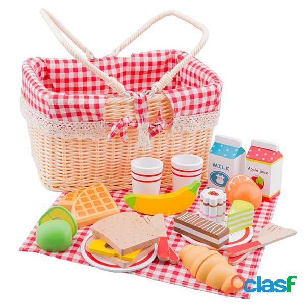 Cesta de Picnic con 27 Accesorios de Madera