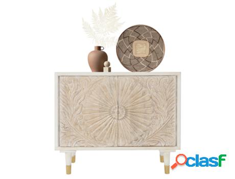 Cómoda Con Dos Puertas 75X89X305 cm Blanco/Natural Madera
