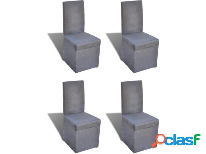 Conjunto 4 Sillas de Comedor VIDAXL 241159 Tejido Gris