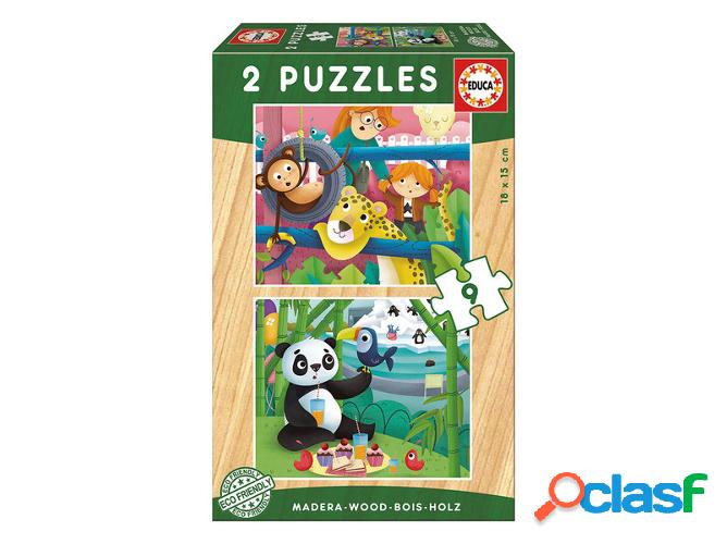 Conjunto de 2 Puzzles EDUCA BORRAS Animais Zoo (9 Piezas)