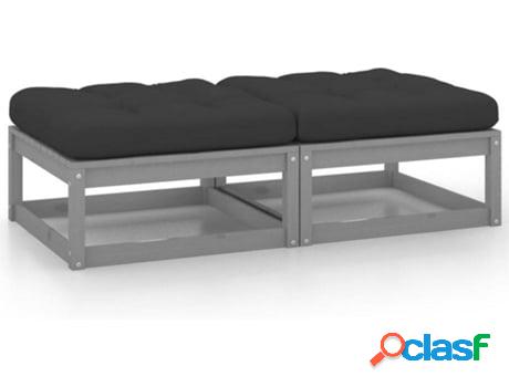 Conjunto de 2 Reposapiés VIDAXL con Almohadas (Gris -