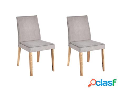 Conjunto de 2 Sillas BELIANI Phola (Poliéster - Gris - 55 x