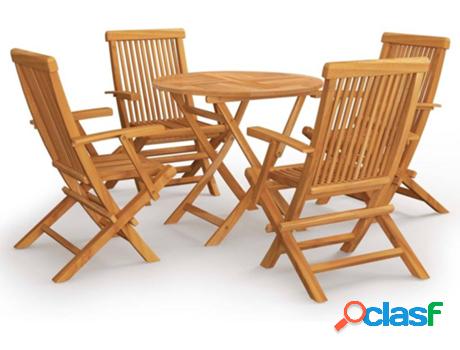Conjunto de Comedor Jardín VIDAXL 3059580 (Marrón - Madera