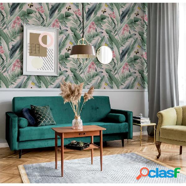 DUTCH WALLCOVERINGS Papel pintado Lush Tropical rosa y azul