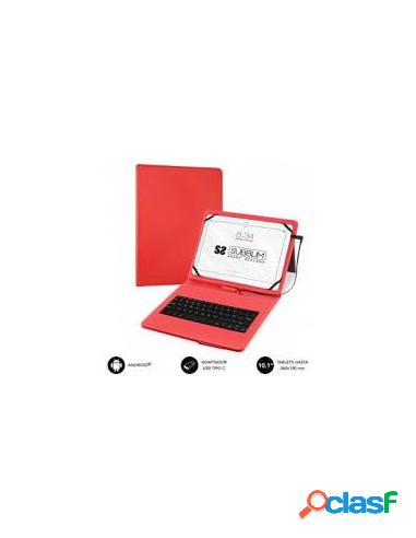 FUNDA TABLET SUBBLIM KEYTAB PRO 10.1 + TECLADO USB RED