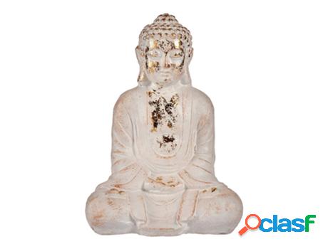 Figura Decorativa Para Jardín Buda Blanco/Dorado Poliresina