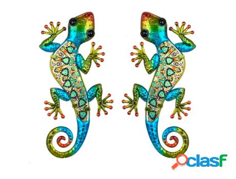 Figura de Animal Verde de Metal y Cristal 1*13*30cm Set de 2