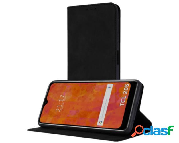 Funda Polipiel con Tarjetero para TCL 205 Color Negra