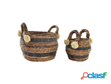 Juego De Cestas Dkd Home Decor Colonial Fibra (31 X 31 X 33