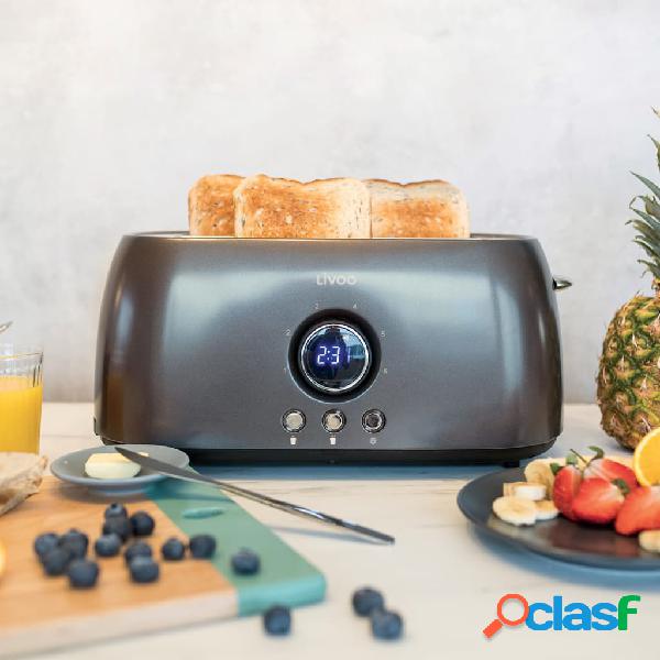 Livoo Tostadora con pantalla digital gris 1400 W