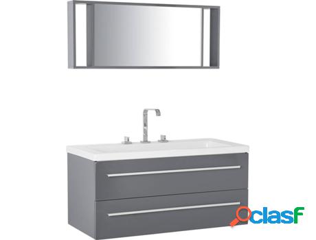 Mueble con Espejo para Aseo Barcelona (Gris - MDF -48x101x48