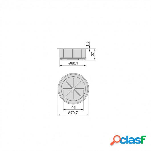 Pasacables Roundot para mesa, Plástico, Negro, 10 ud