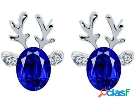 Pendientes INF renos de plata para Navidad - azul