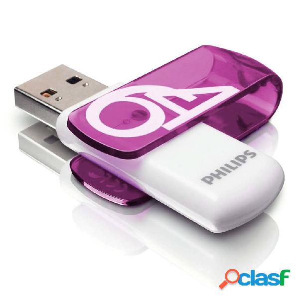 Philips Memoria USB 2.0 Vivid 64 GB blanco y morado