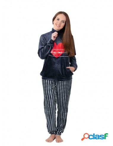 Pijama De Mujer De Invierno Con Corazón L Azulón