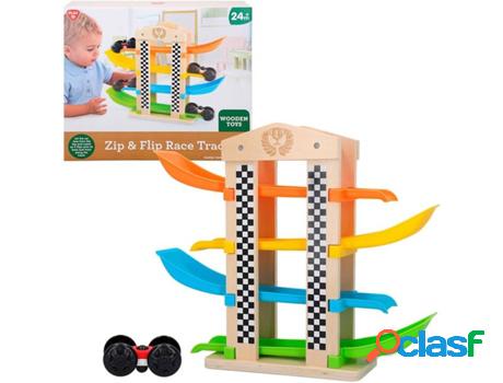 Pista PLAYGO de coches de madera (35x9,5x30 cm - 2 años)