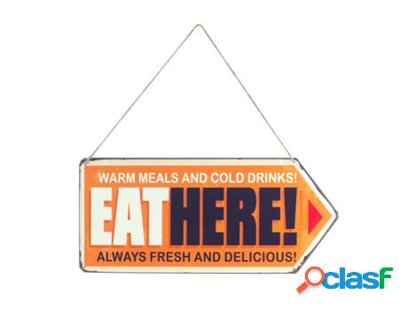 Placa Pared Eat Here! Adorno Pared Placas Metal Colección