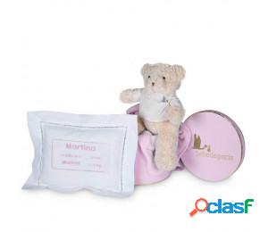 Set regalo bebé cojín datos nacimiento rosa