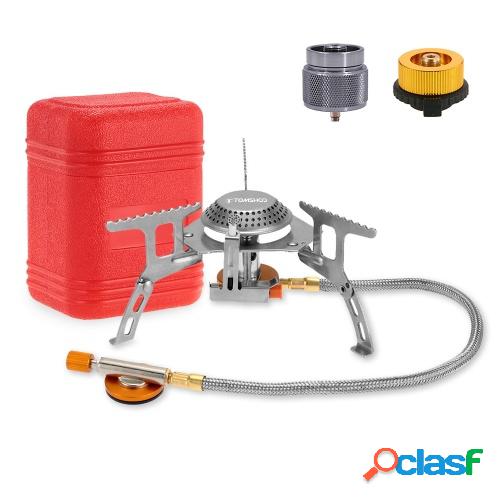 TOMSHOO Estufa de gas plegable para acampar con adaptadores