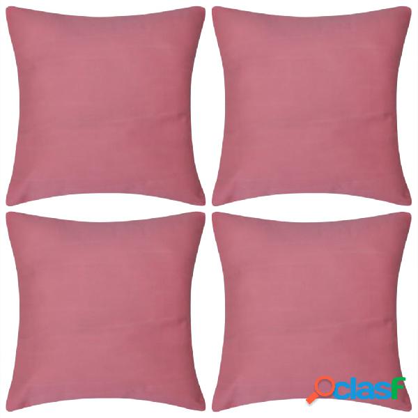 vidaXL 4 fundas para cojines rosa de algodón 80x80 cm