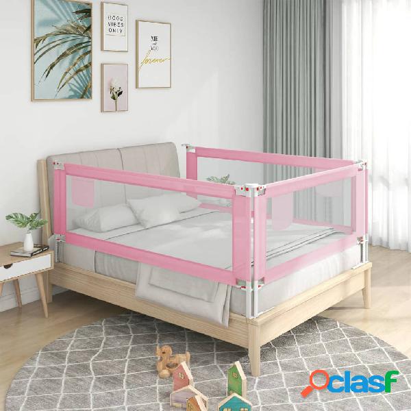 vidaXL Barandilla de seguridad cama de niño rosa tela