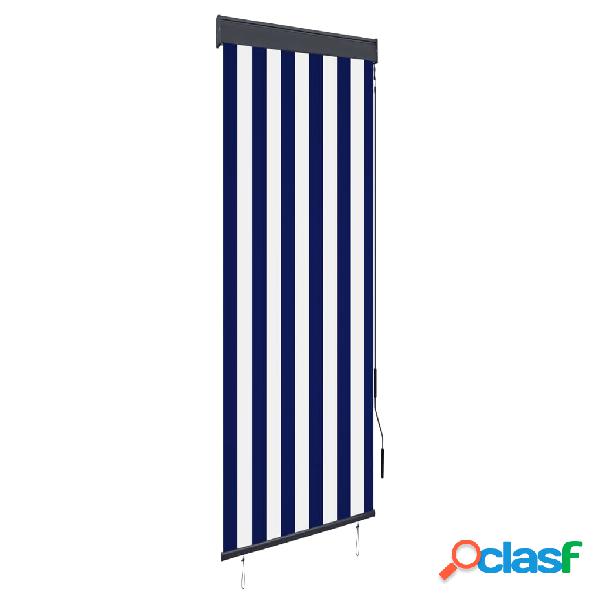 vidaXL Estor enrollable de exterior azul y blanco 60x250 cm