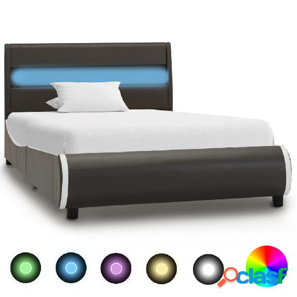 vidaXL Estructura cama y LED cuero sintético gris antracita