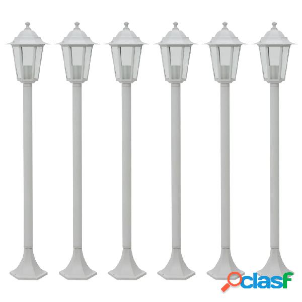 vidaXL Farolas de jardín aluminio blancas E27 110 cm 6