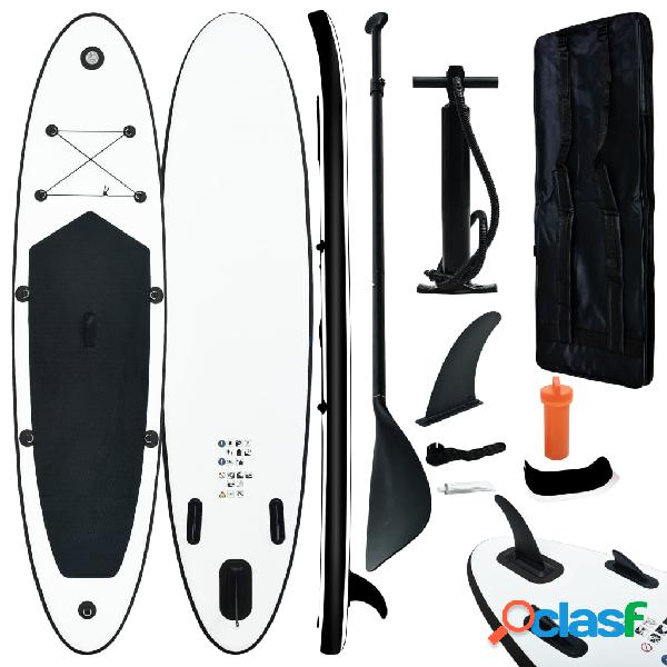 vidaXL Juego de tabla de paddle surf hinchable negro y