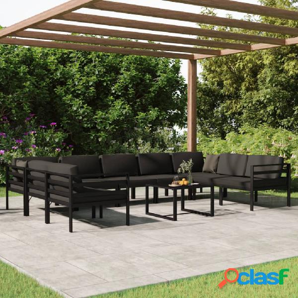vidaXL Set muebles de jardín 10 pzas y cojines aluminio