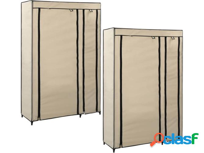 2 Guardarropas VIDAXL plegables 110x45x175 cm Tejido beige