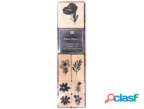 7 Sellos - Flores de acuarela - tinta negra