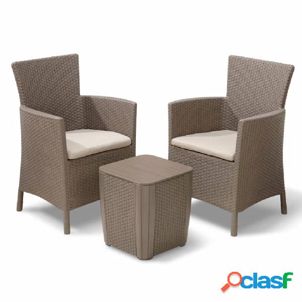 Allibert Set de comedor de jardín 3 piezas Iowa capuchino