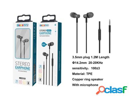 Auriculares Con Cable (In-Ear) MODORWY Md3101 (Negro)