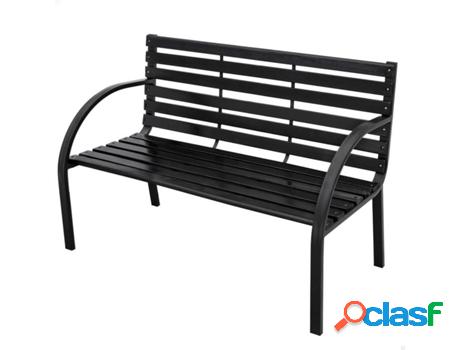 Banco Jardín AKTIVE (Negro - Acero, Madera - 122x60x81 cm)