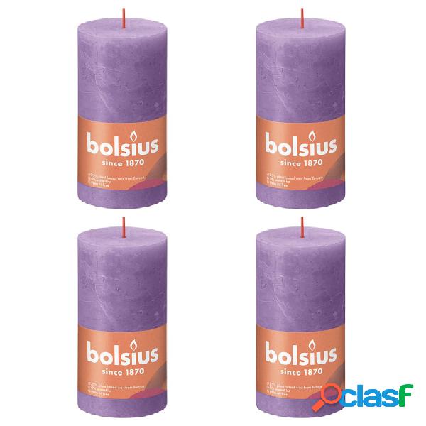 Bolsius Velas rústicas Shine 4 unidades violeta vibrante