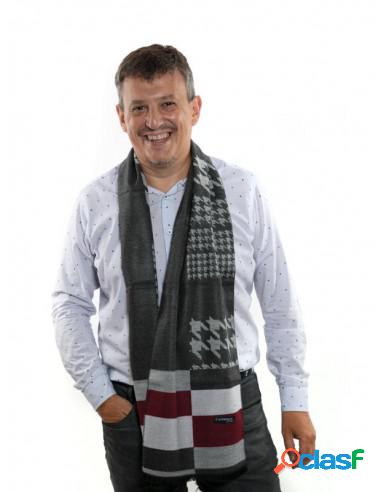 Bufanda Hombre Cashmere Cuadros Y Figuras Gris