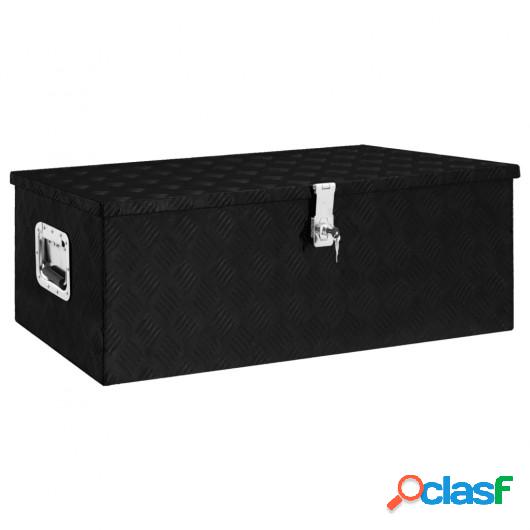 Caja de almacenaje de aluminio negro 90x47x33,5 cm