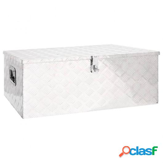 Caja de almacenaje de aluminio plateado 100x55x37 cm
