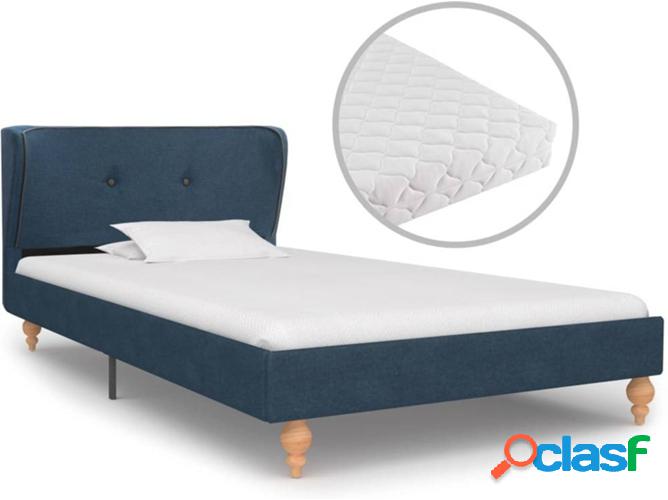 Cama + Colchón VIDAXL 90x200 cm Tejido azul (Compatible con