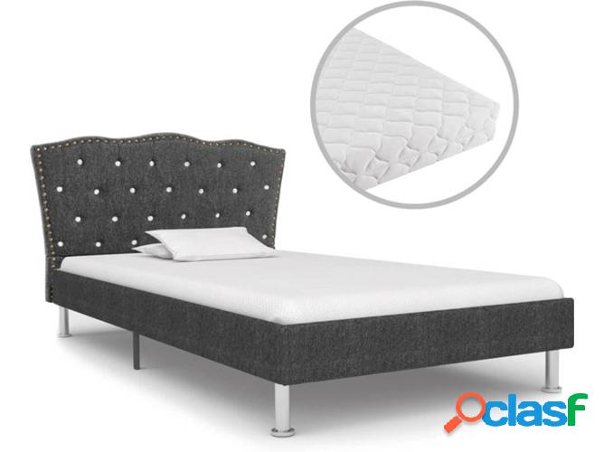 Cama + Colchón VIDAXL Tejido gris oscuro (Compatible con