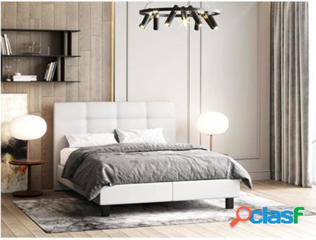 Cama DREAMEA Idas (Piel Sintética - Blanco - 160x200 cm)