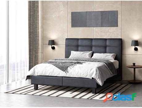 Cama DREAMEA Idas (Piel Sintética - Negro - 160x200 cm)