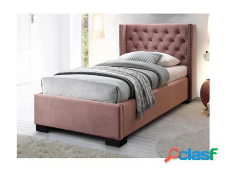 Cama VENTE-UNIQUE Massimo (Rosa - Tela y Terciopelo)