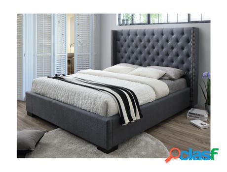 Cama VENTE-UNIQUE (Tela - Gris - 180x200 cm)