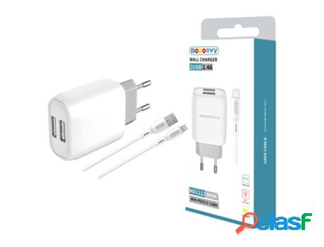 Cargador Con Dos Puertos Usb 2.0 MODORWY Ma1112 Blanco