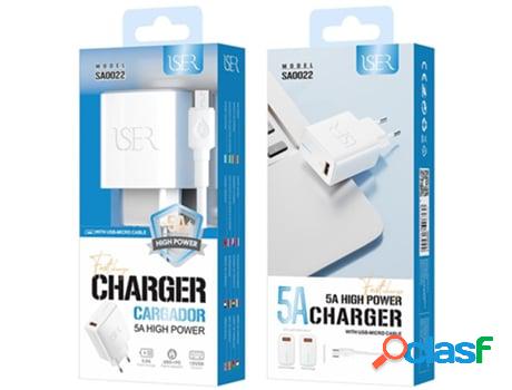 Cargador Con Entrada Usb 2.0 Iser Sa0022 (Blanco)