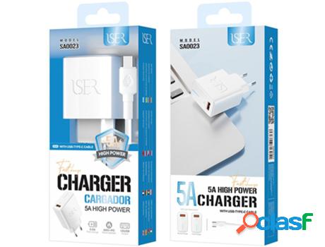 Cargador Con Entrada Usb 2.0 Iser Sa0023 (Blanco)